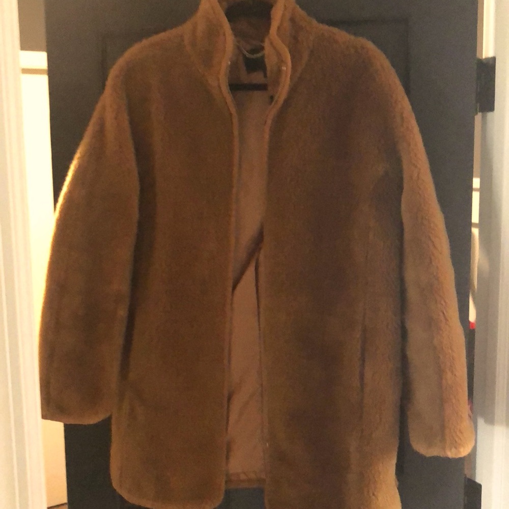 J Crew Teddy coat with standup collar